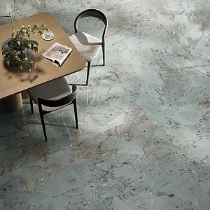 Background tile, Effect amazonite, Color sky blue, Unglazed porcelain stoneware, 120x120 cm, Finish polished