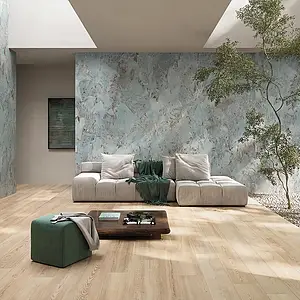 Background tile, Effect amazonite, Color sky blue, Unglazed porcelain stoneware, 120x280 cm, Finish matte