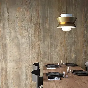 Background tile, Effect slate, Color brown, Unglazed porcelain stoneware, 120x280 cm, Finish polished