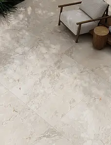 Grundflise, Effekt andre sten, Farve beige, Uglaseret porcelænsstentøj, 120x120 cm, Overflade skridsikker