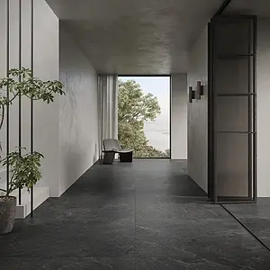 Background tile, Effect slate, Color black, Glazed porcelain stoneware, 120x120 cm, Finish antislip