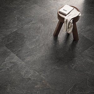 Background tile, Effect slate, Color black, Glazed porcelain stoneware, 120x120 cm, Finish antislip