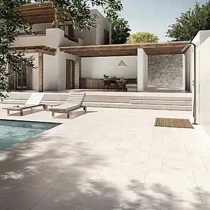 Background tile, Effect travertine, Color beige, Unglazed porcelain stoneware, 60x60 cm, Finish antislip