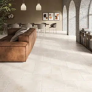 Background tile, Effect travertine, Color beige, Unglazed porcelain stoneware, 40x40 cm, Finish antislip