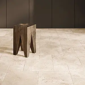 Background tile, Effect travertine, Color beige, Unglazed porcelain stoneware, 20x20 cm, Finish antislip
