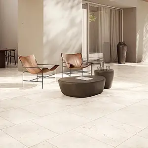 Background tile, Effect travertine, Color beige, Unglazed porcelain stoneware, 60x60 cm, Finish antislip