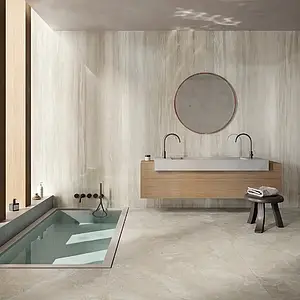 Background tile, Effect travertine, Color grey, Unglazed porcelain stoneware, 120x120 cm, Finish antislip