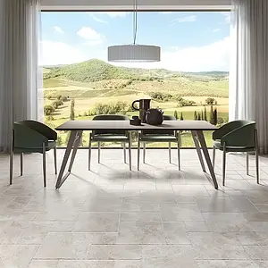 Background tile, Effect travertine, Color grey, Unglazed porcelain stoneware, 20x20 cm, Finish antislip