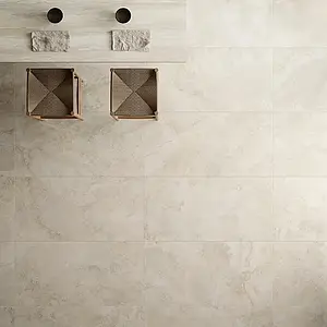 Background tile, Effect travertine, Color beige, Unglazed porcelain stoneware, 60x120 cm, Finish polished