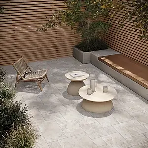 Background tile, Effect travertine, Color grey, Unglazed porcelain stoneware, 20x20 cm, Finish antislip