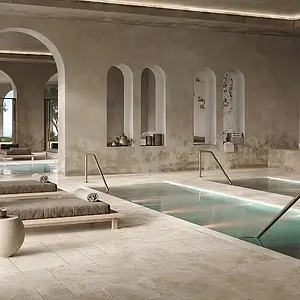 Background tile, Effect travertine, Color brown, Unglazed porcelain stoneware, 40x40 cm, Finish antislip