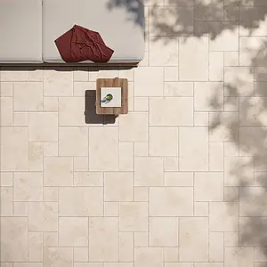 Background tile, Effect travertine, Color beige, Unglazed porcelain stoneware, 40x40 cm, Finish antislip