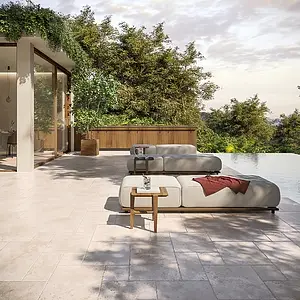 Background tile, Effect travertine, Color beige, Unglazed porcelain stoneware, 40x40 cm, Finish antislip