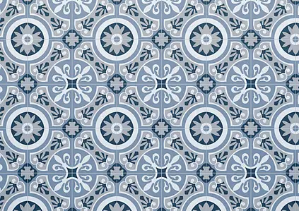 Azulejo de fundo, Efeito azulejos de encáustica falsa, Cor multicolor, Grés porcelânico vidrado, 22.5x22.5 cm, Superfície antiderrapante