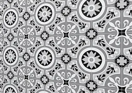 Grundflise, Effekt marokkanske fliser, Farve med flere farver, Glaseret porcelænsstentøj, 22.5x22.5 cm, Overflade skridsikker