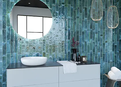 Background tile, Effect unicolor, Color navy blue, Ceramics, 6.5x25 cm, Finish glossy