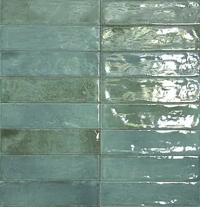 Azulejo de fundo, Efeito unicolor, Cor verde,cinzento, Cerâmica, 6.5x25 cm, Superfície brilhante