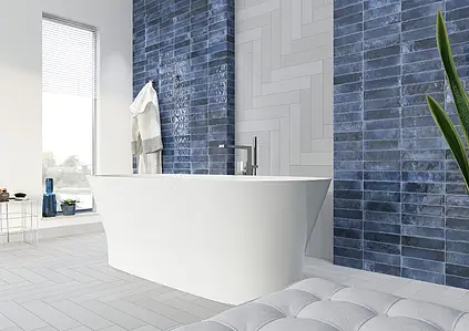 Background tile, Effect unicolor, Color navy blue, Ceramics, 6.5x25 cm, Finish glossy