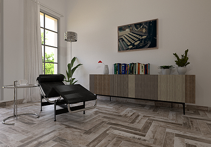 Background tile, Effect wood, Color grey, Glazed porcelain stoneware, 9.9x49.2 cm, Finish antislip