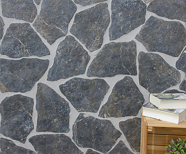 Grundflise, Effekt sten,other stones, Farve grå,sort, Glaseret porcelænsstentøj, 22.6x32.6 cm, Overflade skridsikker