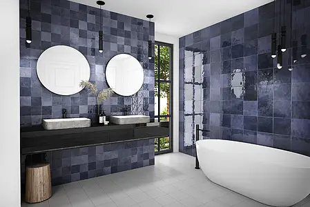 Background tile, Effect unicolor, Color navy blue, Ceramics, 24.3x24.3 cm, Finish glossy