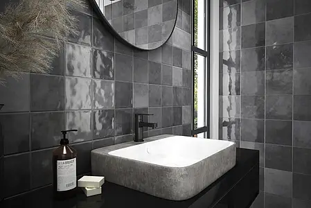 Background tile, Effect unicolor, Color grey, Ceramics, 24.3x24.3 cm, Finish glossy