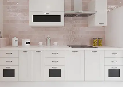 Background tile, Effect unicolor, Color pink, Ceramics, 10.7x53 cm, Finish glossy