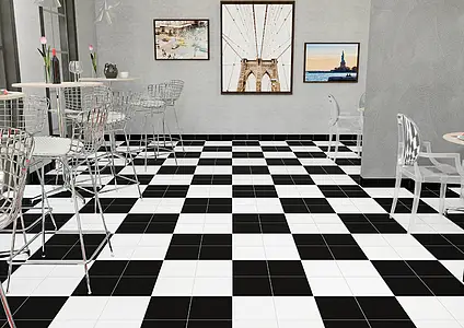 Background tile, Effect unicolor, Color white, Glazed porcelain stoneware, 22.5x22.5 cm, Finish antislip