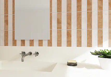 Background tile, Effect terracotta, Color grey,white, Glazed porcelain stoneware, 6.2x23.5 cm, Finish antislip
