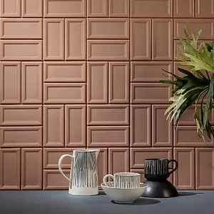 Grundflise, Effekt ensfarvet, Farve beige,lyserød, Glaseret porcelænsstentøj, 7.5x15 cm, Overflade mat