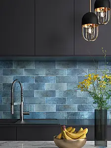 Background tile, Effect unicolor, Color navy blue, Ceramics, 7.5x22.5 cm, Finish glossy