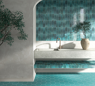 Background tile, Effect unicolor, Color green,sky blue, Ceramics, 7.5x22.5 cm, Finish glossy