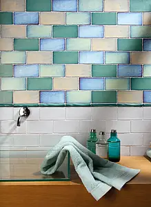 Background tile, Effect unicolor, Color white, Ceramics, 7.5x15 cm, Finish glossy
