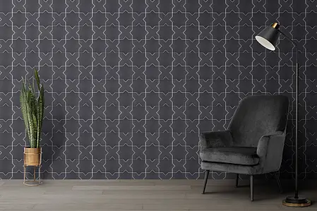 Background tile, Effect unicolor, Color black, Ceramics, 13.6x13.6 cm, Finish antislip