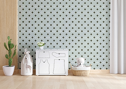 Basistegels, Look eenkleurig, Kleur groene, Keramiek, 13.6x13.6 cm, Oppervlak antislip