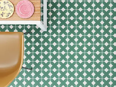 Background tile, Effect unicolor, Color green, Ceramics, 13.6x13.6 cm, Finish antislip
