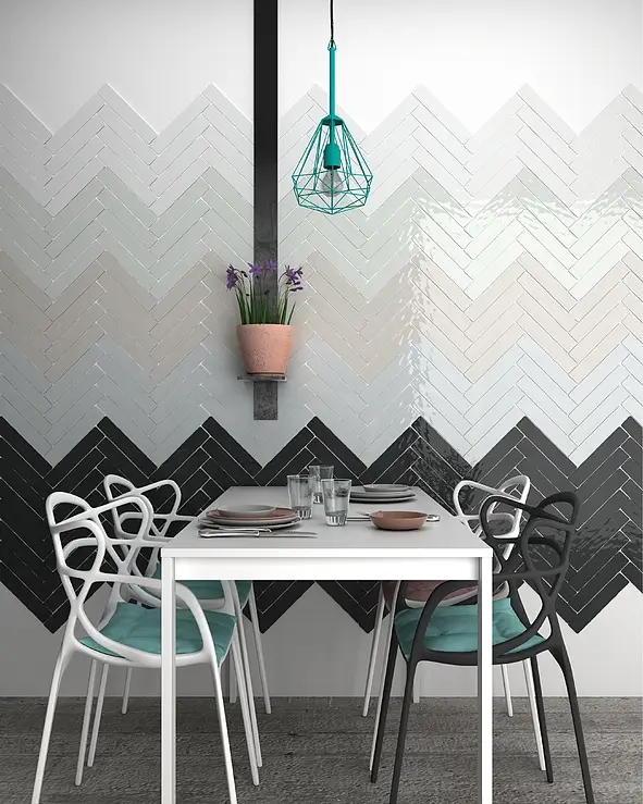 Background tile, Effect unicolor, Color white, Ceramics, 5x25 cm, Finish glossy