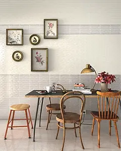 Background tile, Effect unicolor, Color white, Ceramics, 5x25 cm, Finish glossy