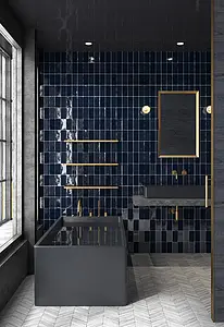 Background tile, Effect unicolor, Color navy blue, Ceramics, 7.5x15 cm, Finish glossy
