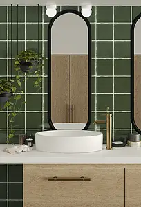 Background tile, Effect unicolor, Color green, Ceramics, 13x13 cm, Finish glossy