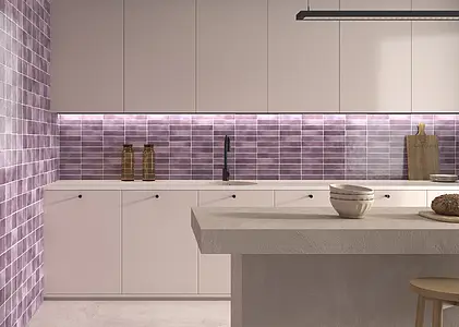 Background tile, Color violet, Style zellige, Ceramics, 5x20 cm, Finish matte