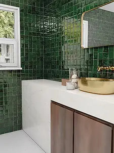 Background tile, Effect unicolor, Color green, Style handmade,zellige, Ceramics, 10x10 cm, Finish Honed