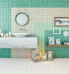 Background tile, Effect unicolor, Color green, Style handmade,zellige, Ceramics, 10x10 cm, Finish Honed