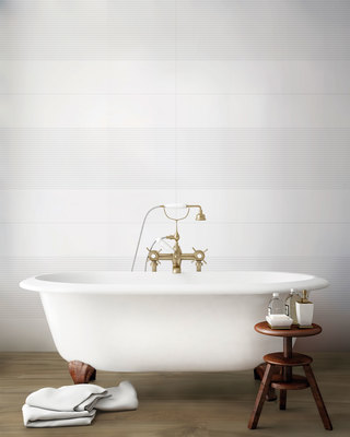 Background tile, Color white, Ceramics, 40x120 cm, Finish glossy