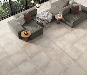 Grundflise, Effekt beton, Farve beige, Glaseret porcelænsstentøj, 45x45 cm, Overflade mat