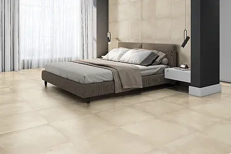 Grundflise, Effekt beton, Farve beige, Glaseret porcelænsstentøj, 100x100 cm, Overflade mat