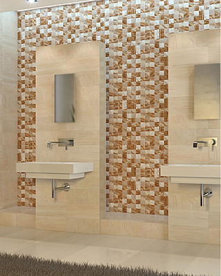 Background tile, Color beige, Ceramics, 45x45 cm, Finish glossy