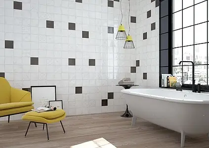 Background tile, Color white, Style zellige, Ceramics, 15x15 cm, Finish glossy