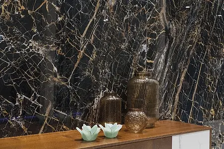 Background tile, Effect stone,other marbles, Color black, Unglazed porcelain stoneware, 60x120 cm, Finish polished