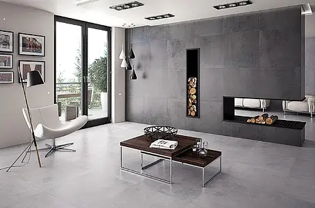 Background tile, Effect metal, Color grey, Unglazed porcelain stoneware, 90x90 cm, Finish matte